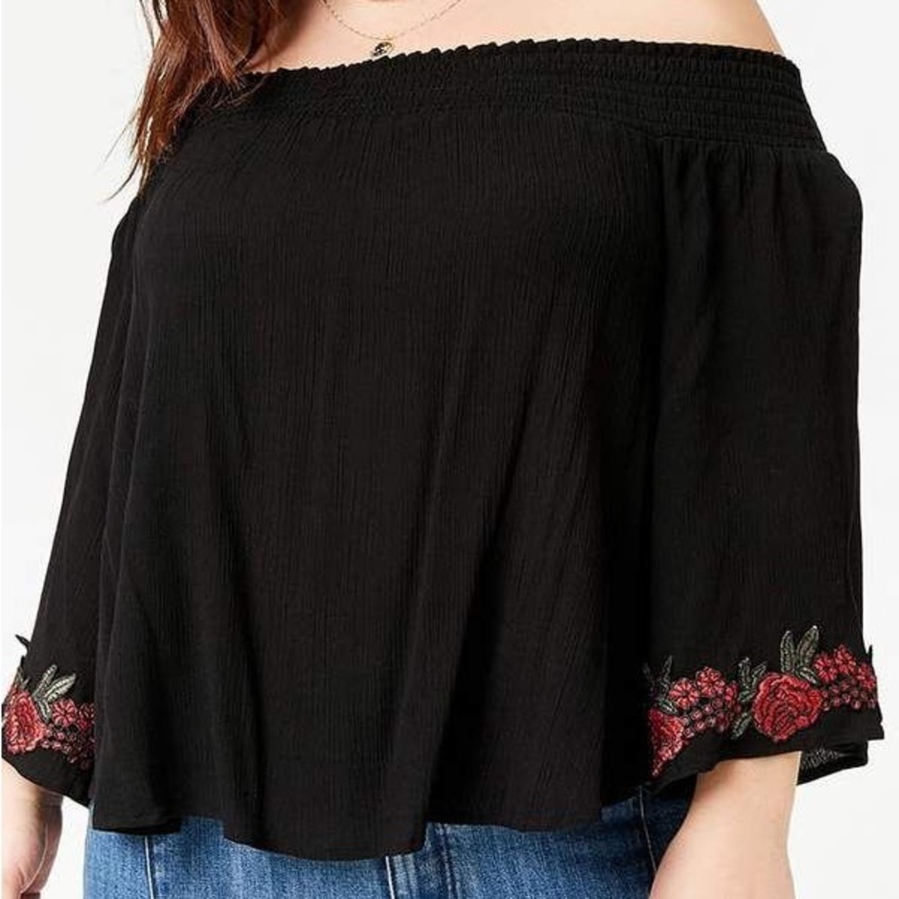 Forever 21 Plus Embroidered Off the Shoulder Top